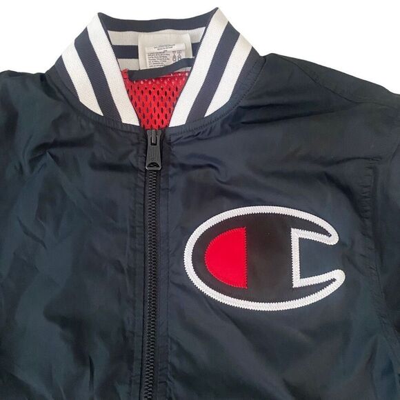 Vintage Champion Bomber Varsity Jacket Size XS Embroidered Logo Black White MY23 - Picture 2 of 11